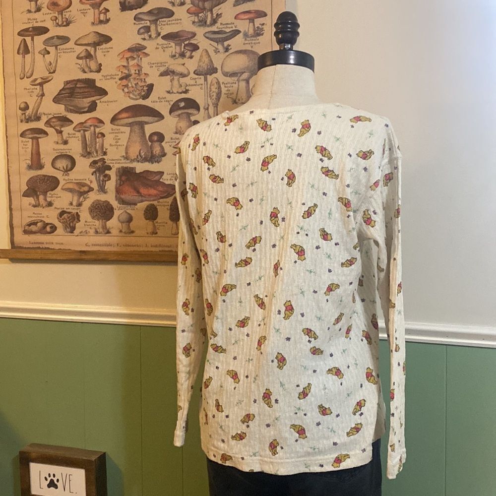 Vintage Winnie The Pooh Ribbed Long Sleeve Henley - Picture 3 of 5